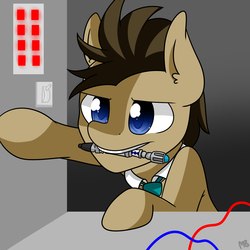 Size: 2000x2000 | Tagged: safe, artist:derpiliciouspony, doctor whooves, time turner, g4, doctor who, male, solo, sonic screwdriver