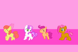 Size: 1524x1024 | Tagged: safe, artist:derpiliciouspony, apple bloom, babs seed, scootaloo, sweetie belle, g4, cutie mark crusaders, wallpaper