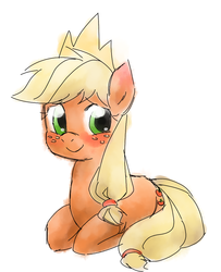 Size: 832x1024 | Tagged: safe, artist:annie-aya, applejack, g4, crown, female, prone, solo