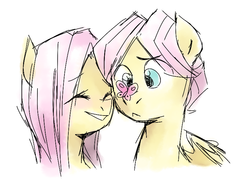 Size: 768x576 | Tagged: safe, artist:annie-aya, fluttershy, butterfly, g4, butterfly on nose, butterscotch, insect on nose, rule 63, self ponidox