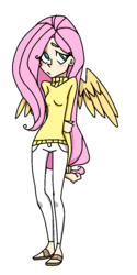 Size: 576x1152 | Tagged: safe, artist:annie-aya, fluttershy, human, g4, clothes, female, humanized, light skin, solo, sweater, sweatershy, winged humanization