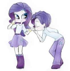 Size: 1280x1299 | Tagged: safe, artist:annie-aya, rarity, equestria girls, g4, chibi, elusive, equestria guys, female, male, rule 63, self ponidox, selfcest, ship:rarilusive, shipping, straight