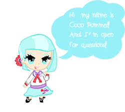 Size: 1008x900 | Tagged: safe, coco pommel, human, g4, ask, chibi, female, humanized, light skin, simple background, solo, transparent background, tumblr