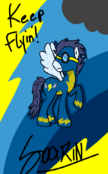 Size: 640x1024 | Tagged: safe, artist:crunchthedestroyer, soarin', g4, male, solo