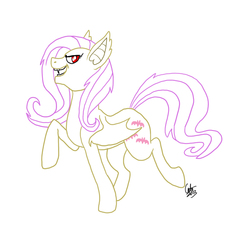 Size: 1019x978 | Tagged: safe, artist:kiiwka, fluttershy, bat pony, pony, bats!, g4, female, flutterbat, race swap, solo