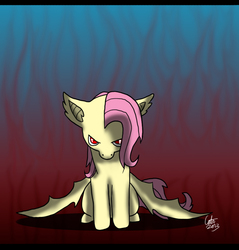 Size: 935x978 | Tagged: safe, artist:kiiwka, fluttershy, bat pony, pony, bats!, g4, female, flutterbat, race swap, solo