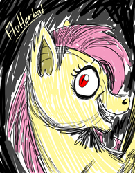 Size: 630x807 | Tagged: safe, artist:kiiwka, fluttershy, bat pony, pony, bats!, g4, female, flutterbat, race swap, solo