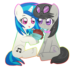 Size: 800x724 | Tagged: safe, artist:noah-nyan, dj pon-3, octavia melody, vinyl scratch, g4, accessory swap, milkshake