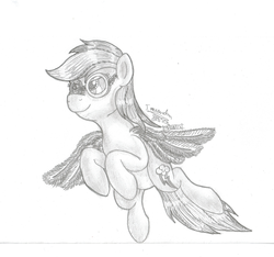 Size: 1024x957 | Tagged: safe, artist:inurantchan, rainbow dash, g4, female, goggles, monochrome, solo, traditional art