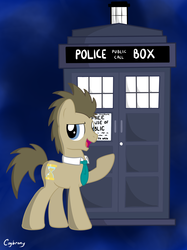 Size: 1936x2592 | Tagged: safe, artist:thebrokencog, doctor whooves, time turner, g4, doctor who, male, solo, tardis