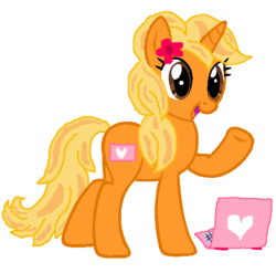 Size: 594x588 | Tagged: safe, pony, unicorn, base used, computer, female, laptop computer, pom gets wifi, ponified, solo