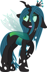 Size: 6000x9132 | Tagged: safe, artist:iguana14, artist:mactavish1996, queen chrysalis, changeling, changeling queen, absurd resolution, crown, female, floppy ears, jewelry, regalia, simple background, solo, transparent background, vector