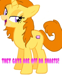 Size: 806x992 | Tagged: safe, pony, unicorn, bedroom eyes, crossover, male, open mouth, pom gets wifi, ponified, smiling, solo