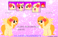 Size: 1003x644 | Tagged: safe, pegasus, pony, base used, female, flower, flower in hair, glitter, open mouth, pom gets wifi, ponified, reference sheet, smiling