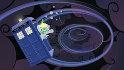 Size: 1920x1080 | Tagged: safe, artist:ethaes, derpy hooves, pegasus, pony, g4, doctor who, female, mare, tardis