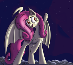 Size: 3000x2700 | Tagged: safe, artist:konelozhtsev, fluttershy, bat pony, pony, bats!, g4, female, flutterbat, race swap, solo