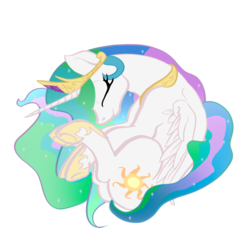 Size: 900x856 | Tagged: safe, artist:kreatingmagic, princess celestia, alicorn, pony, g4, curled up, cute, cutelestia, eyes closed, female, mare, simple background, solo, transparent background