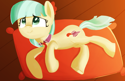 Size: 1700x1100 | Tagged: safe, artist:january3rd, coco pommel, earth pony, pony, g4, cocobetes, cute, female, on side, pillow, solo