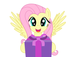 Size: 3200x2400 | Tagged: safe, artist:thunderhawk03, fluttershy, g4, cute, female, holding a present, present, shyabetes, simple background, solo, transparent background, vector