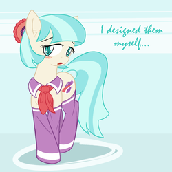 Size: 1000x1000 | Tagged: safe, artist:thattagen, coco pommel, earth pony, pony, g4, rarity takes manehattan, blushing, female, solo