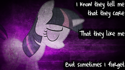 Size: 960x540 | Tagged: safe, artist:redrovershideaway, artist:tzolkine, edit, twilight sparkle, g4, discorded, female, friendship is still magic, heartwarming, solo, text