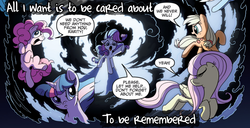 Size: 1444x740 | Tagged: safe, artist:redrovershideaway, edit, idw, applejack, fluttershy, pinkie pie, rainbow dash, rarity, twilight sparkle, g4, spoiler:comic, friendship is still magic, heartwarming, mane six, text