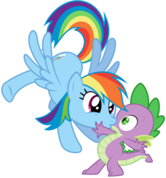 Size: 1332x1422 | Tagged: safe, hundreds of users filter this tag, rainbow dash, spike, dragon, pegasus, pony, g4, duo, female, kiss on the lips, kissing, male, mare, ship:rainbowspike, shipping, show accurate, simple background, straight, transparent background, vector