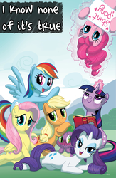 Size: 911x1400 | Tagged: safe, artist:redrovershideaway, edit, idw, applejack, fluttershy, pinkie pie, rainbow dash, rarity, spike, twilight sparkle, dragon, earth pony, pegasus, pony, unicorn, g4, blushing, female, friendship is still magic, heartwarming, male, mane six, mare, text