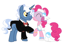 Size: 13704x9000 | Tagged: safe, artist:mokrosuhibrijac, pinkie pie, pokey pierce, earth pony, pony, unicorn, g4, absurd resolution, female, male, mare, ship:pokeypie, shipping, simple background, stallion, straight, transparent background, wedding