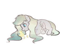 Size: 852x638 | Tagged: safe, artist:son-of-an-assbutt, oc, oc only, duck, pony, blank flank, chick, chicks, female, mare