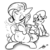 Size: 648x648 | Tagged: safe, artist:gavalanche, rarity, sweetie belle, g4, belly button, cigar, lineart, monochrome, second hand smoke, sitting, smoking