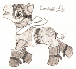 Size: 1169x1051 | Tagged: safe, artist:wingcommanderrudoji, oc, oc only, oc:contrail, monochrome, solo, traditional art