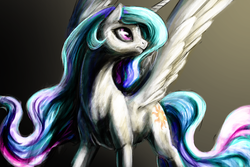 Size: 3000x2000 | Tagged: safe, artist:silfoe, princess celestia, alicorn, pony, g4, female, solo, spread wings