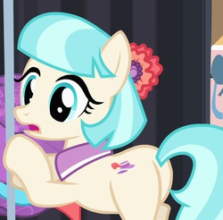 Size: 946x929 | Tagged: safe, screencap, coco pommel, earth pony, pony, g4, rarity takes manehattan, season 4, butt, female, hatbutt, mare, plot, solo, the ass was fat