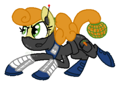 Size: 376x268 | Tagged: dead source, safe, artist:e-liisu, carrot top, golden harvest, earth pony, pony, g4, clothes, costume, female, mare, naruto, ninja, simple background, solo, transparent background