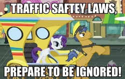 Size: 682x433 | Tagged: safe, pronto, rarity, g4, rarity takes manehattan, boyz crazy, gravity falls, image macro, male, misspelling, taxi, taxi driver, text