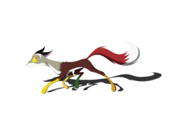 Size: 3231x2353 | Tagged: safe, artist:grievousfan, artist:quynzel, discord, fox, g4, ambiguous gender, shadow, simple background, smiling, solo, species swap, transparent background