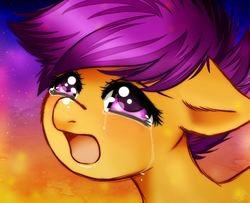 Size: 1044x846 | Tagged: safe, artist:princesssilverglow, scootaloo, g4, crying, female, scootasad, solo