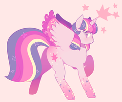 Size: 1280x1074 | Tagged: safe, artist:serafelis, twilight sparkle, alicorn, pony, g4, cute, female, mare, pink background, profile, rainbow power, simple background, solo, stars, twiabetes, twilight sparkle (alicorn)