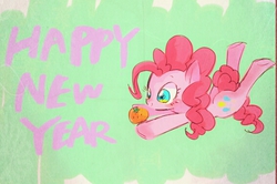 Size: 567x377 | Tagged: safe, artist:gebomamire, pinkie pie, g4, female, happy new year, orange, pixiv, solo