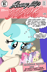 Size: 399x600 | Tagged: safe, artist:henbe, applejack, coco pommel, fluttershy, pinkie pie, rainbow dash, rarity, twilight sparkle, g4, rarity takes manehattan, comic cover, crying, mane six