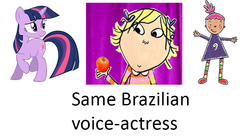 Size: 724x395 | Tagged: safe, twilight sparkle, g4, bianca alencar, brazil, charlie and lola, exploitable meme, lola sonner, meme, pinky dinky doo, pinky dinky doo (character), same voice actor