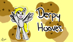 Size: 1280x730 | Tagged: safe, artist:flutteralpaca, derpy hooves, pegasus, pony, g4, female, mare, muffin, solo