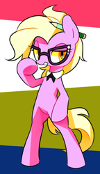 Size: 520x900 | Tagged: safe, artist:30clock, grace manewitz, earth pony, pony, g4, rarity takes manehattan, bipedal, female, glasses, mare, pencil, solo, standing