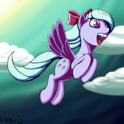 Size: 1066x1066 | Tagged: safe, artist:crombiettw, flitter, g4, female, flying, solo