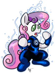 Size: 2716x3588 | Tagged: safe, artist:cynos-zilla, sweetie belle, g4, blue lantern, blue lantern corps, crossover, dc comics, female, green lantern, green lantern (comic), simple background, solo, transparent background