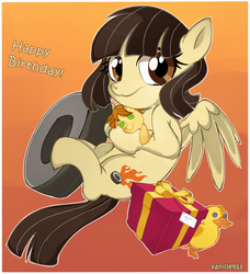 Size: 2100x2300 | Tagged: safe, artist:spookyle, mandopony, wild fire, duck, g4, female, happy birthday, male, plushie, ship:mandofire, shipping, solo, straight