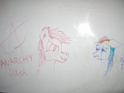 Size: 1032x774 | Tagged: safe, artist:kopaleo, rainbow dash, g4, anarchy, irl, photo, whiteboard