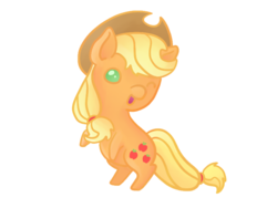 Size: 800x600 | Tagged: safe, artist:holly--jolly, applejack, g4, chibi, female, one eye closed, rearing, simple background, solo, sticker, wink