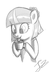 Size: 2375x3357 | Tagged: safe, artist:j450ng4nt3ng, coco pommel, g4, rarity takes manehattan, female, hot chocolate, pun, solo